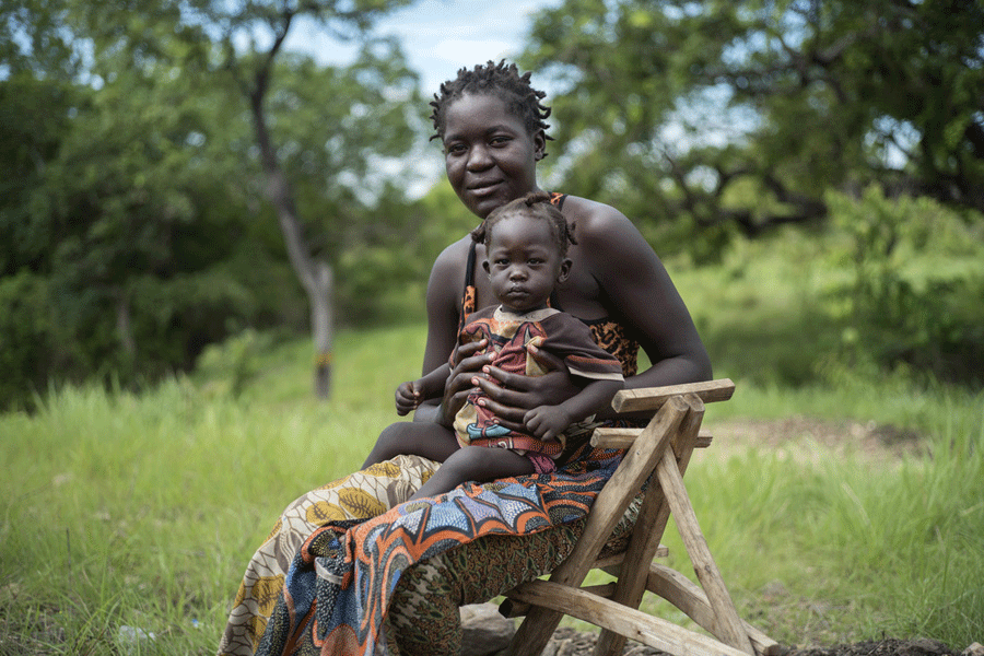 Beatrice* lives in Imvepi Refugee Settlement with her husband and young baby.  Photo: Kieran Doherty /Oxfam