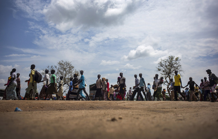 South Sudanese refugees arriving at Imvepi Refugee reception center, Uganda. Photo: Kieran Doherty/Oxfam