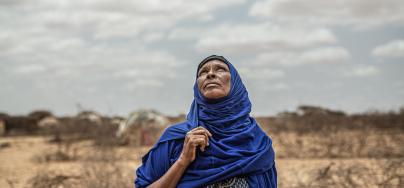 Amina (50) is the mother of 12 children. She arrived in the Gunagado displacement camp after the drought killed her family's cattle and an outbreak of disease endangered her family.