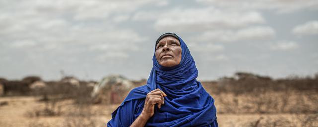 Amina (50) is the mother of 12 children. She arrived in the Gunagado displacement camp after the drought killed her family's cattle and an outbreak of disease endangered her family.