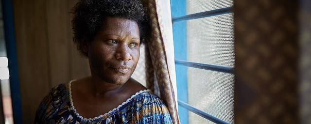 Nancy and her son sought urgent refuge at Oxfam partner, Lifeline, a community-based, non-government, organisation based in Papua New Guinea. after her husband assaulted her at his work. 