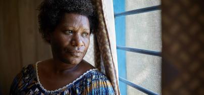 Nancy and her son sought urgent refuge at Oxfam partner, Lifeline, a community-based, non-government, organisation based in Papua New Guinea. after her husband assaulted her at his work. 