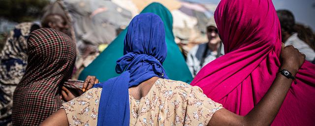 A group of people from the Gilo community affected by the droughts in Ethiopia.