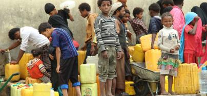 Children are collecting water for their families in Saana, Yemen. Photo: Hind Aleryani/Oxfam