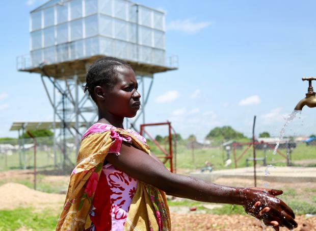 A solar water treatment plant in South Sudan