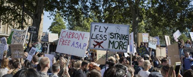 In London activists gathered in Westminster outside the Houses of Parliament to protest against climate change on September 20, 2019. 