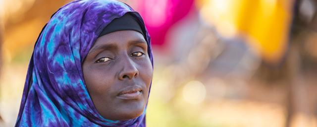 Pastoralist Fatuma pictured outside of her home in Tana River County, Madogo division, Kenya.