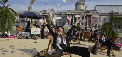 London's iconic Trafalgar Square was transformed into an interactive, tropical tax haven 