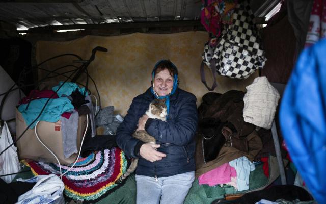 Nadiya Vasylivna received a latrine from Oxfam as part of its response to the Ukraine conflict, which includes repairing water and sanitation facilities, distributing hygiene kits, and providing essential non-food items in war-affected areas.