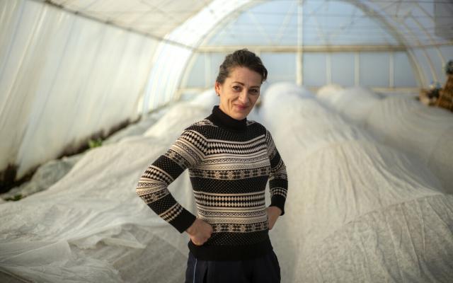 Natalia Kyselova at Oxfam's partner Rural Women's Business Network greenhouse.