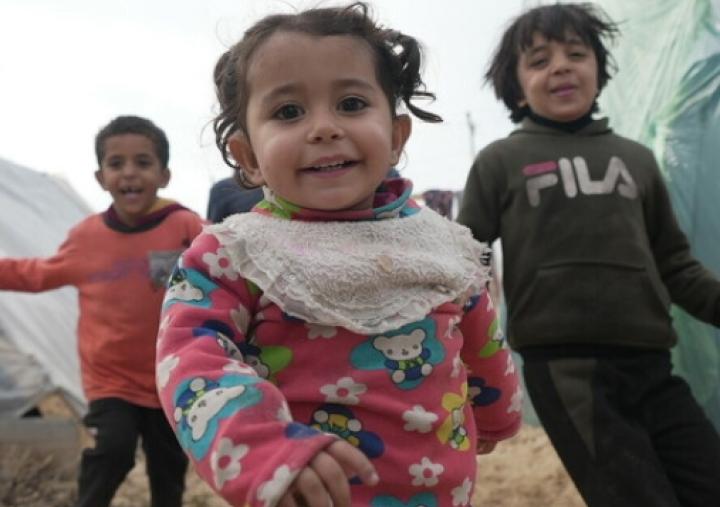 Children in Mawasi Rafah are playing among their parents and among the tents their parents built after being forcibly displaced from Gaza City and the North Gaza Strip.