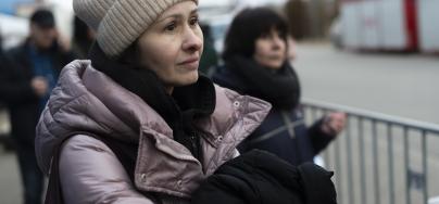 Julia, 44, from Kharkiv, at the Hallo Kijowska reception centre for refugees from Ukraine. Korczowa, Poland. Photo: JB Russell/Panos/Oxfam